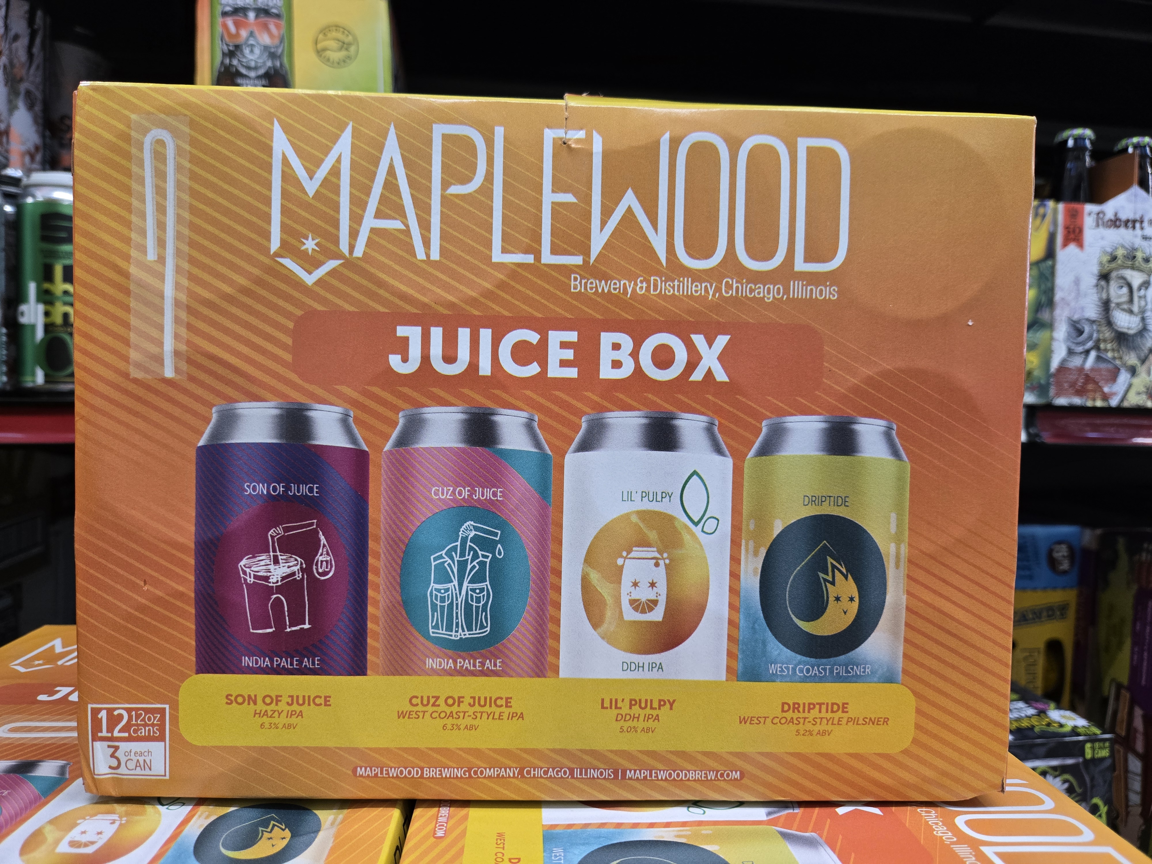Maplewood Juice Box hazy IPA at Five Star Liquor in Crown Point